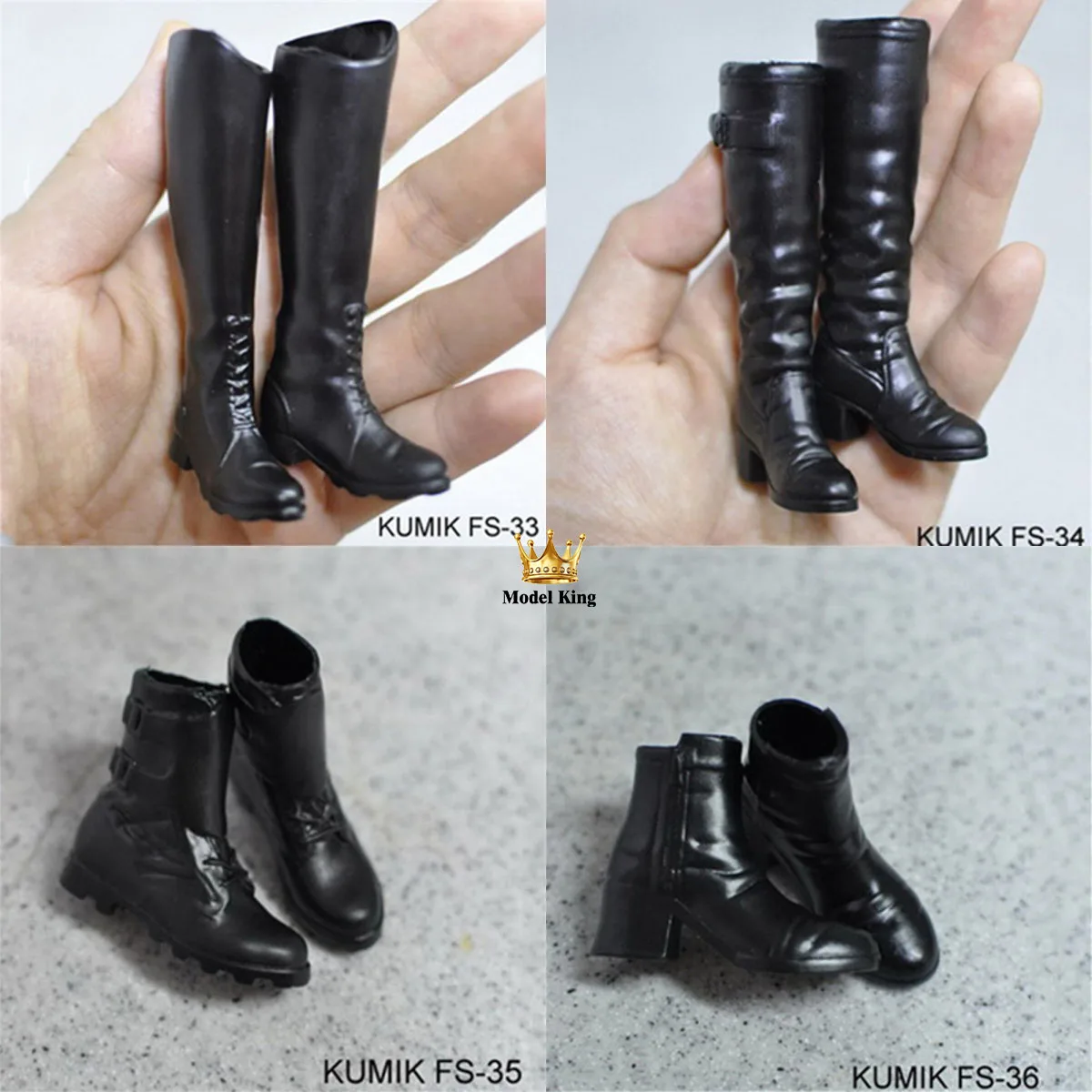 Kumik Fs-33 Fs-34 Fs-35 Fs-36 1/6 Trendy Handsome Basic Versatile Black Boots For 12” Female Soldier Action Figure Body Model