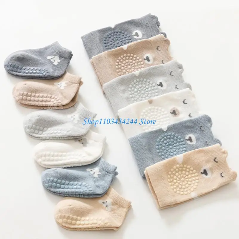 واقيات ركبة الأطفال من كارتون بير وجوارب مضادة للانزلاق لتعلم الزحف للأطفال