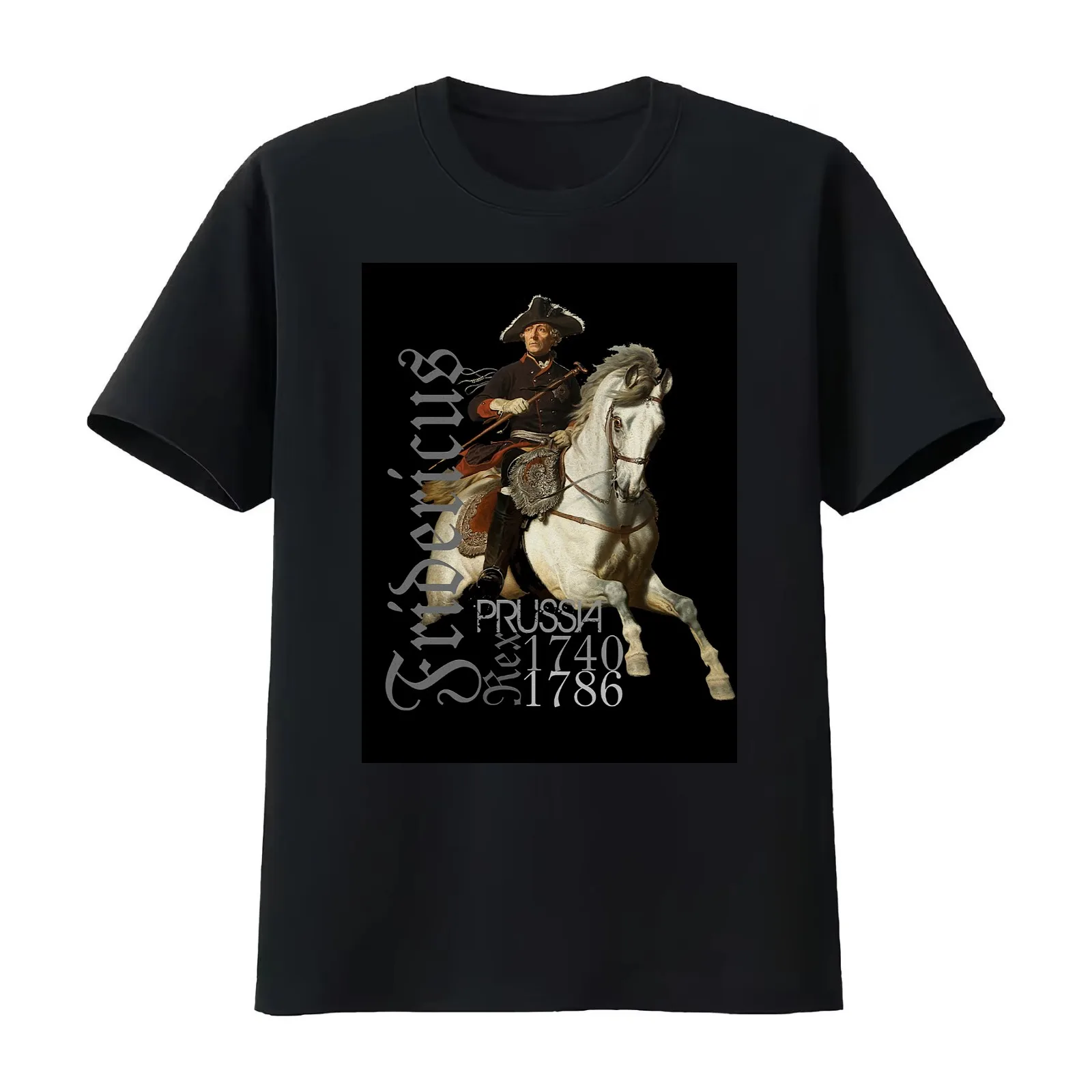 Fridericus Rex..Frederick the Great on Horse T-Shirt Summer Casual Cotton Tee Oversized Streetwear Tops Vintage Graphic Print