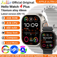 Smartwatch 2025 Original Hello Watch 4 Plus ULTRA 2 49mm 4G ROM NFC GPT GPS Compass Clock Bluetooth Call Smart Watch Men 3 Plus