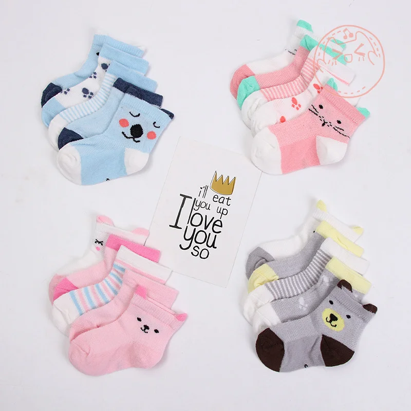 

5 Pairs/Set Baby Socks Newborns Cute Cartoons Animal Print Soft Cotton Short Socks For Boy Girl Babies Cotton Socks