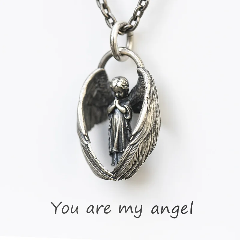 

New angel wings personality pendant for men and women retro hip hop fashion simple atmosphere gift necklace for boyfriend