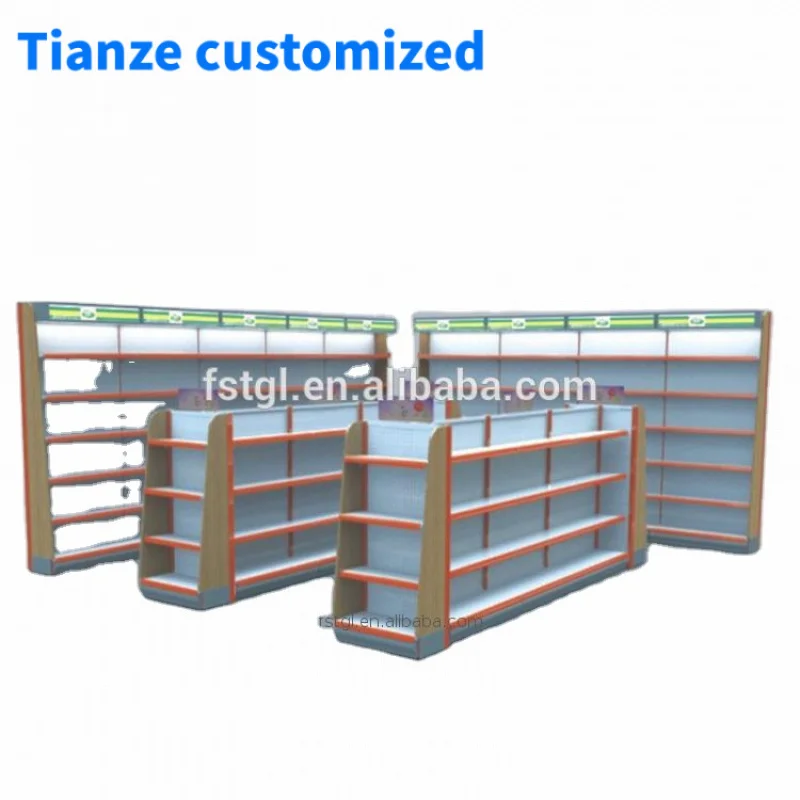 (customized)Modern retail store shelving system grocery shop gondola display units rack