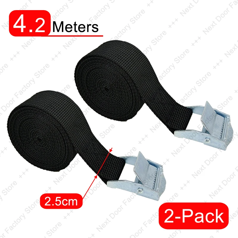 2pcs 4.2M Zinc Alloy Pressure Buckle Pallet Cargo Strap Luggage Fixed Car Fixed Tightener Tensioner Straps Ratchet Tie-Down Belt