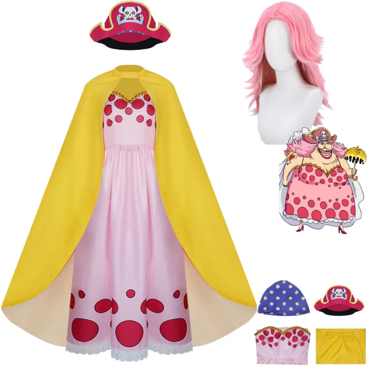 Anime Charlotte Linlin BIG MOM Cosplay Costume Totto Land Queen Soul-Soul Fruit Wig Dress Cloak Hat Woman Sexy Carnival Suit