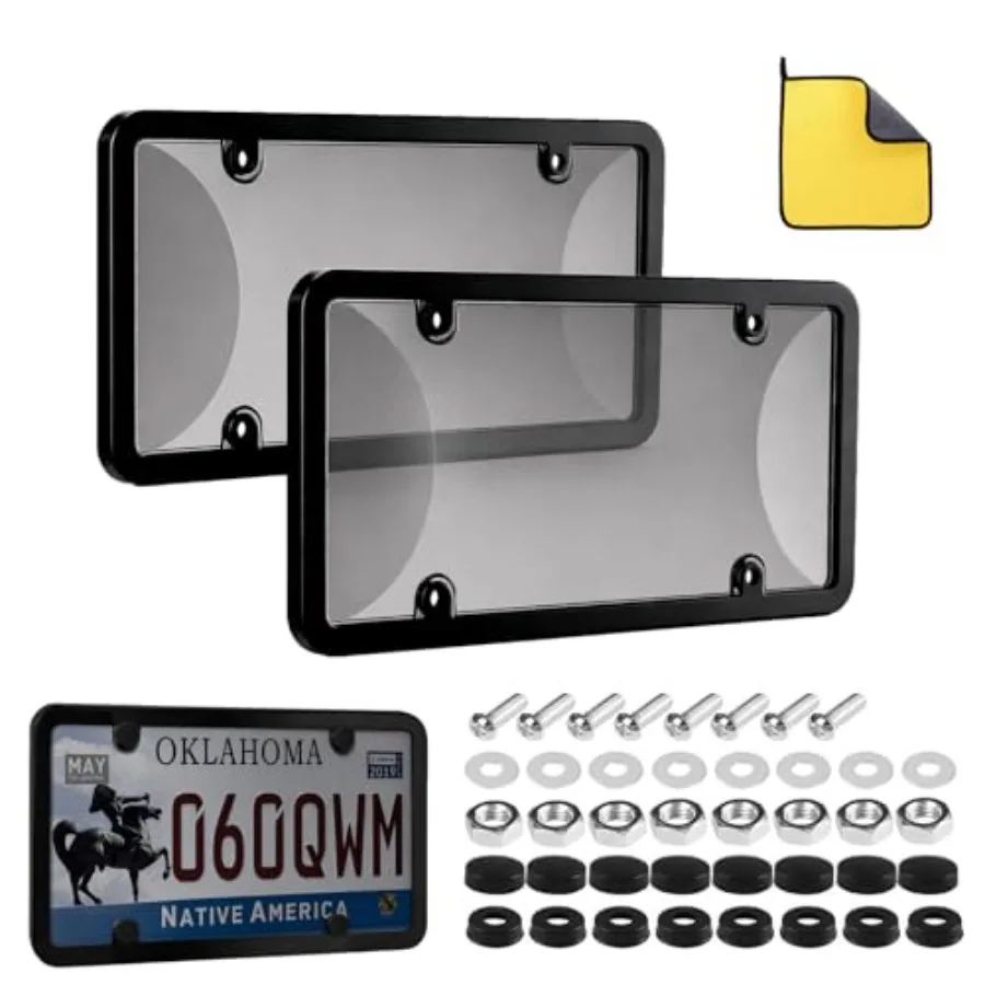 

Transparent License Plate Frames and Cover: 2PCS License Plate Protector, Front and Rear License Plate Holder - Unbreakable Car