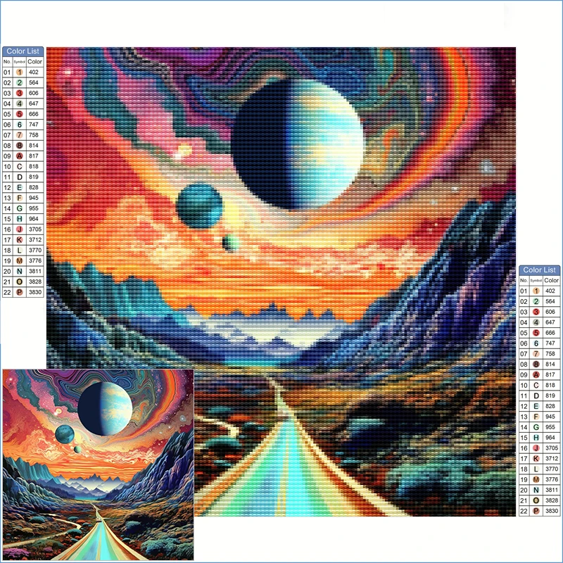 

Diy Diamond Painting Kits Large Full Diamond Embroidery Open Road With Planets And Mountains Diamond Pictures Arts And Crafts