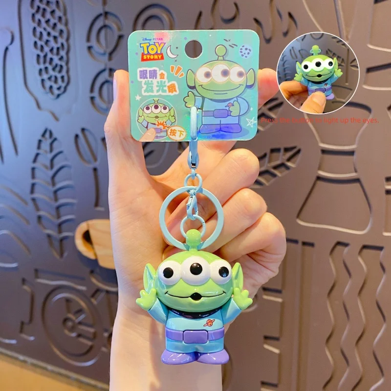 Official Toy Story Alien Light-Up Keychain, Cartoon Pendant, Couple Bag Charm Key Accessory