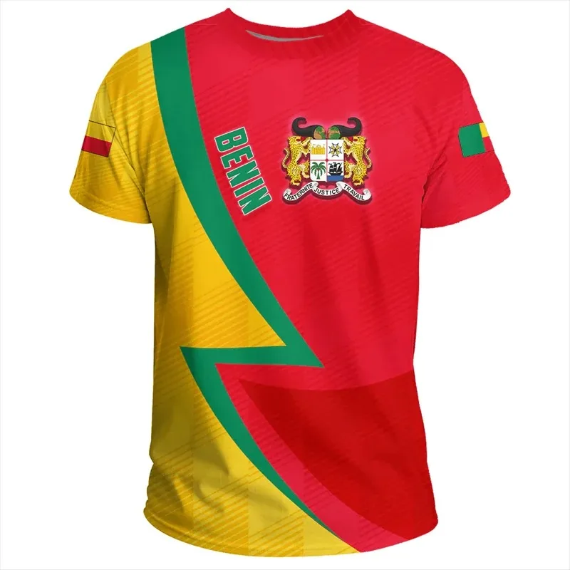 Benin Flag Map Graphic T Shirts Fashion National Emblem Short Sleeve Africa Country T Shirt For Men Clothes Boy Sport Jersey Top