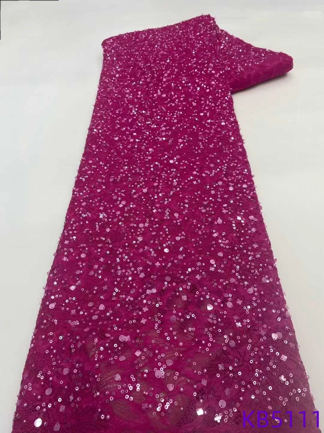 

Sequence Chantilly Lace Fabrics African High Quality Beaded French Mesh Lace Fabrics Nigerian Tulle Lace For Sewing KB5111