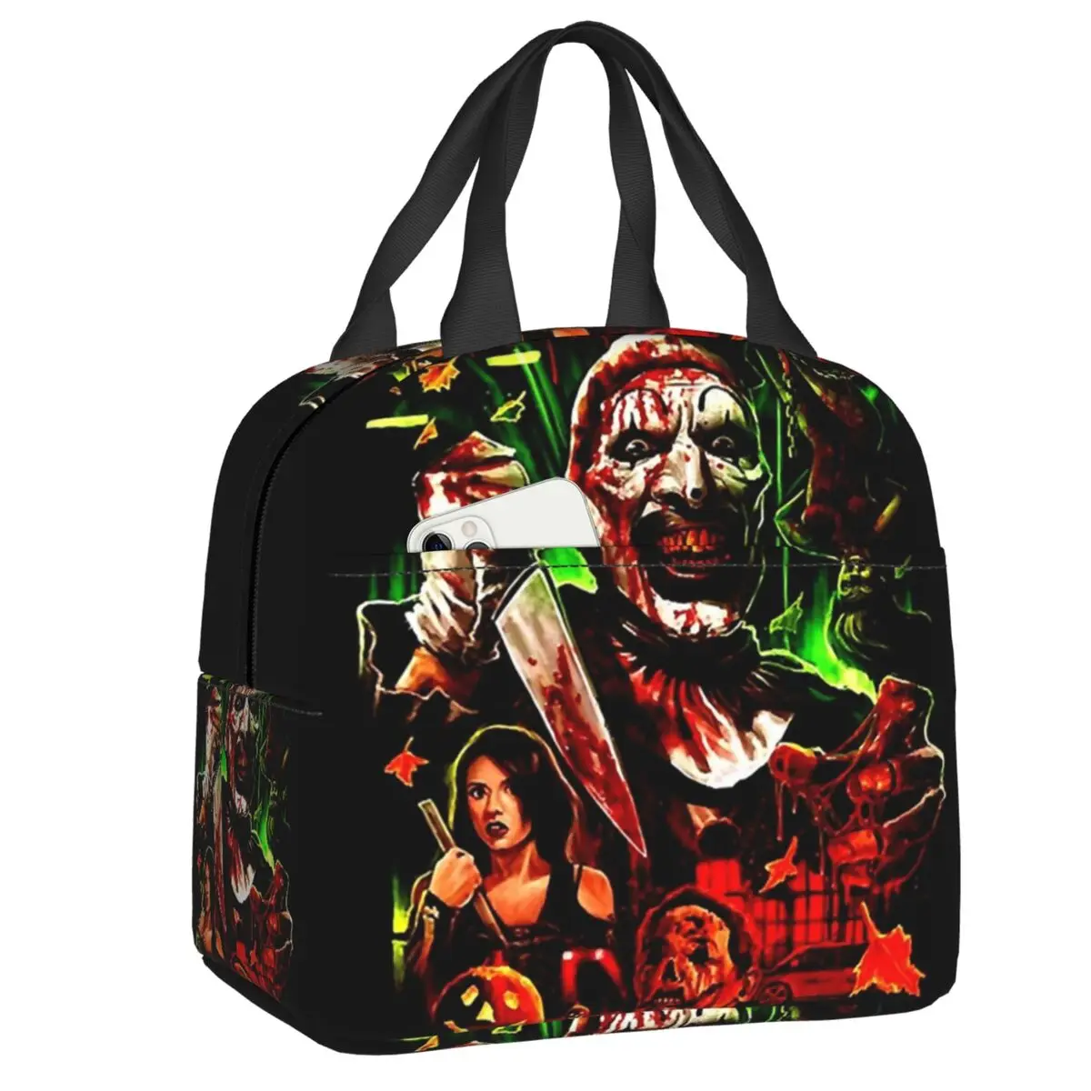 Halloween Terrifier Movie Art Insulated Lunch Bag for Women The Clown Horror Thermal Cooler Lunch Box Kids School Children