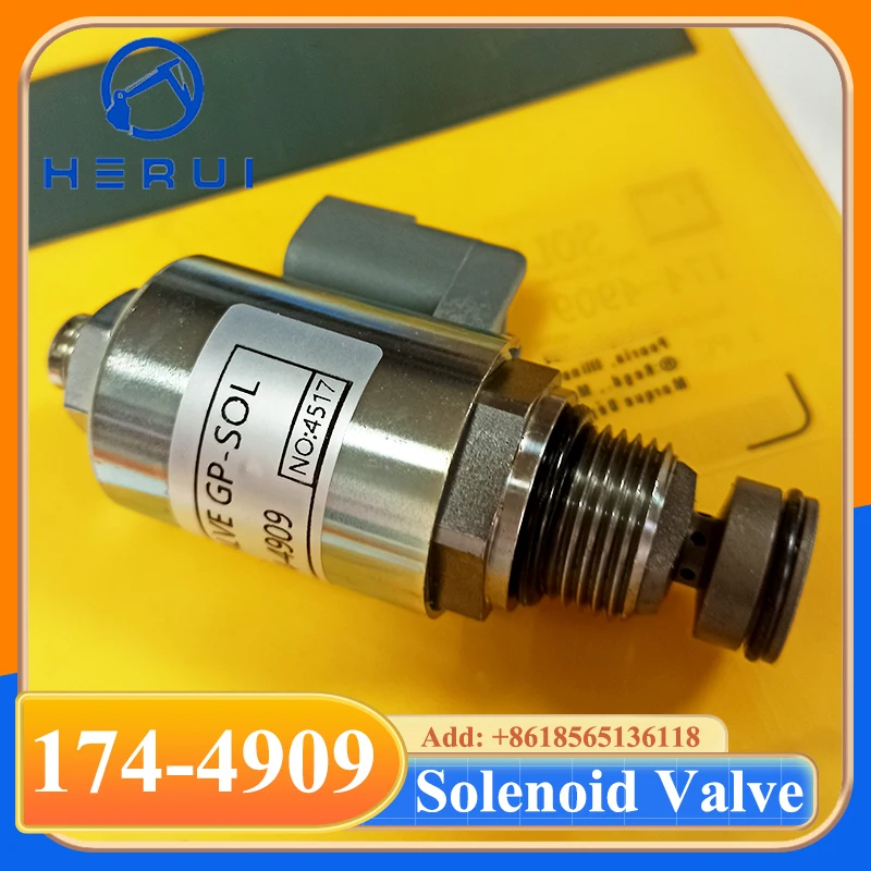 Excavator Solenoid Valve 174-4909 for D6N D6R D7R Tractor Parts Fuel Cut Off Solenoid 1744909
