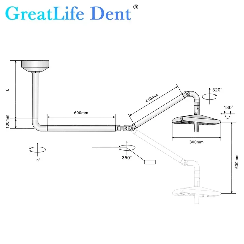 Greatlife-歯科用天井取り付けランプ、へこみ、口腔、歯科、診療所、無影手術、寒さ、外科用ライト、27個のLED