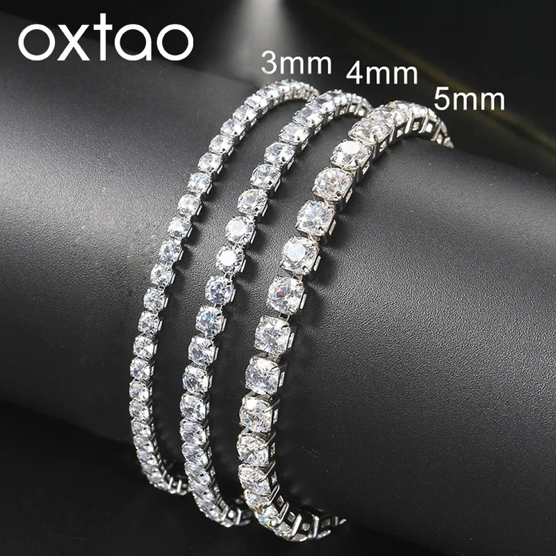 OXTAO Moissanite Tennis Bracelet for Women Man D VVS1 Round Lab Imitation Diamond 14K Gold Filled Bracelet Chain Jewelry Wedding