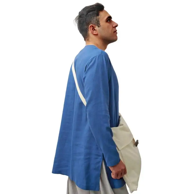 DAZCOS القرون الوسطى فايكنغ الكتان تونك الرجال طويلة الأكمام فايكنغ Undertunic بلون القرون الوسطى تونك ل LARP فايكنغ عصر النهضة