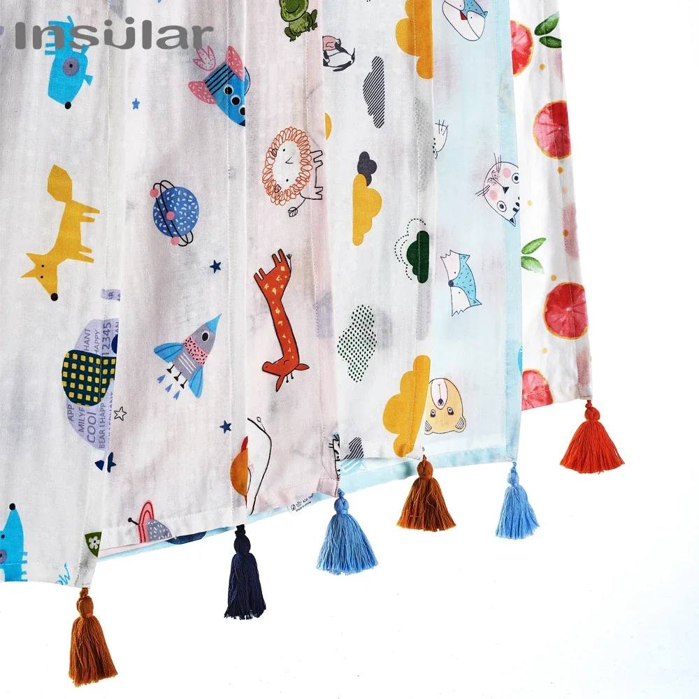Organic Fabric Muslin Baby Swaddle Blanket Soft Cotton Newborn Bath Towel Tassel Breathable Infant Wrap Cloth 110x156CM