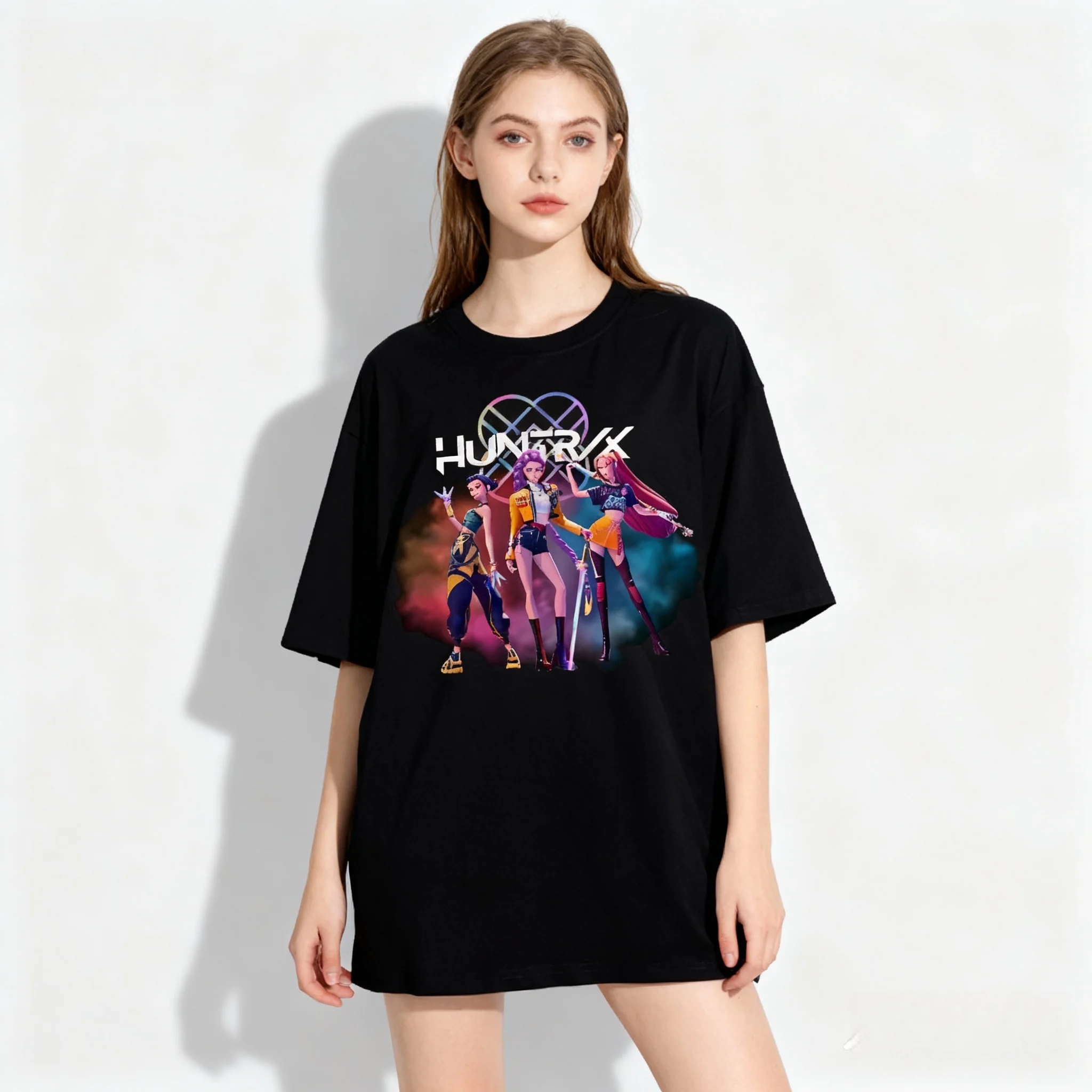 NEW 25/26 Summer Anime KPOP Witch Hunt T-shirt Korean European and American Street Oversized Adult Women Children