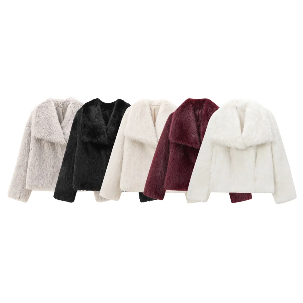 

BSK&TRAF2025 Autumn New Women's Clothing Fashion Style Elegant and High End Sensational Fur Effect Short Jacket for Women