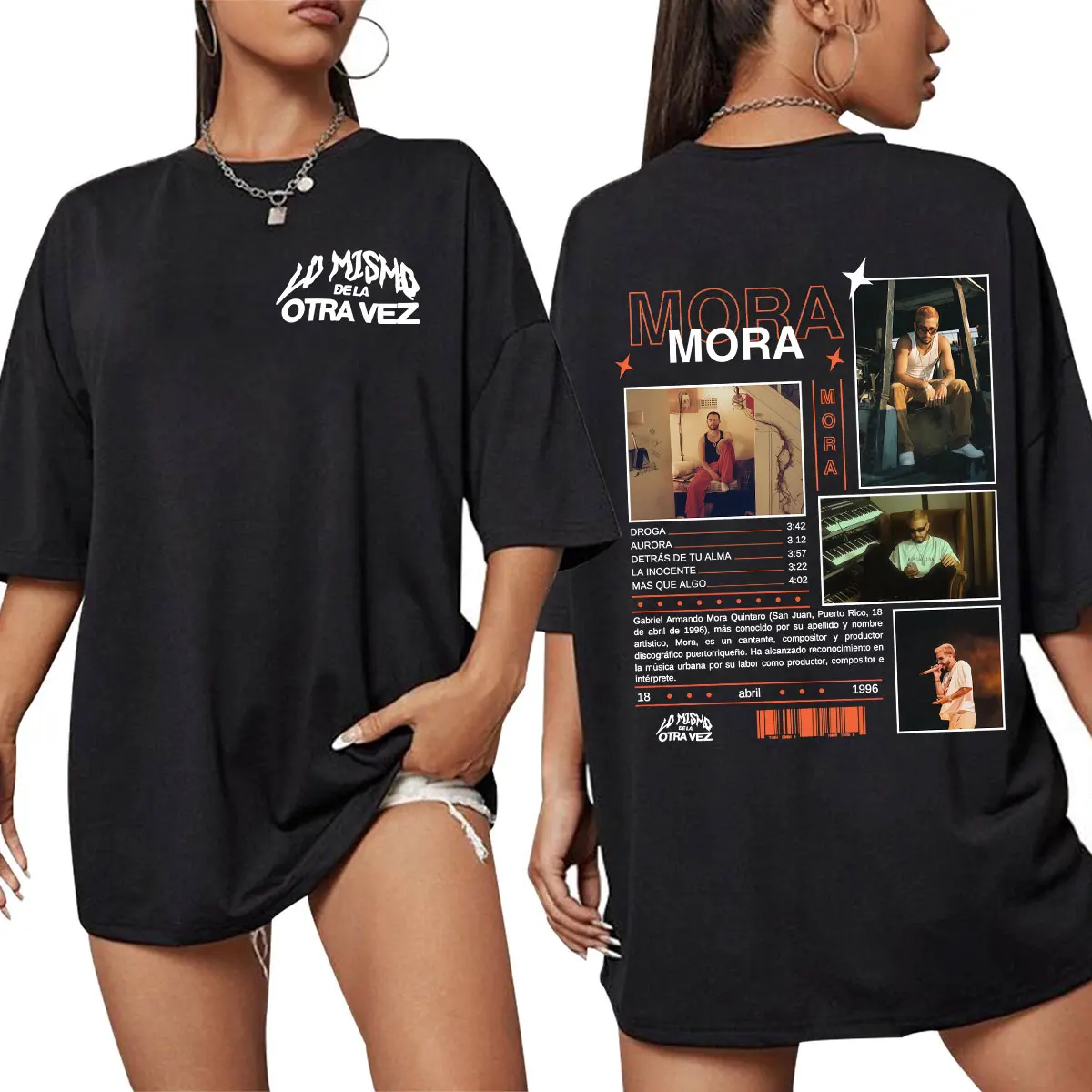 Camisetas del rapero Mora Lo Mismo De La Otra Vez, ropa para hombre, camisetas de manga corta a la moda de Hip Hop, camiseta informal de algodón de gran tamaño