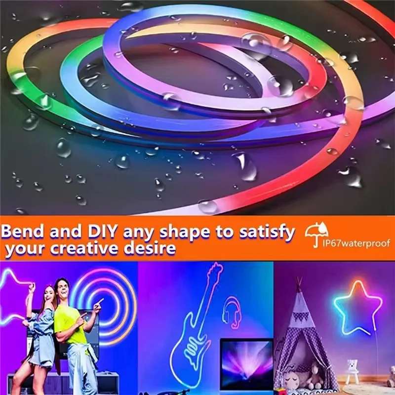 ABKO-Rgbic DIY RGB IC LEDストリップライト DC5V ネオンロープライト 音楽同期機能付き雰囲気テープ ホームデコレーション用
