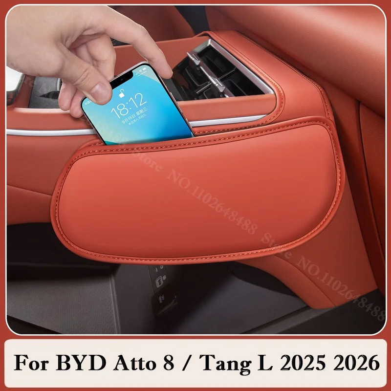 

For BYD Atto 8 Tang L 2025 2026 Car Center Console Side Leather Storage Pockets Organizer Bag Interior Stowing Accessories