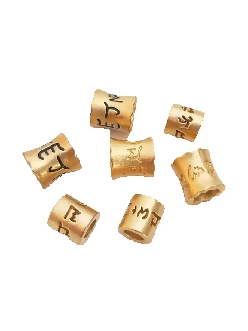 

Six-character Mantra Bucket Bead Pendant Gold Placer Long-lasting Transshipment Bead DIY Bracelet Necklace Jewelry Accessories