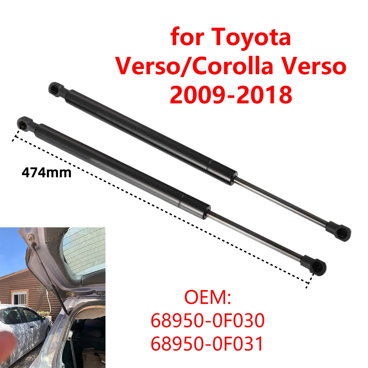 

2Pcs 68950-0F030 Car Rear Trunk Boot Tailgate Gas Struts Lift Support Rods for Toyota Verso/Corolla Verso 2009-2018