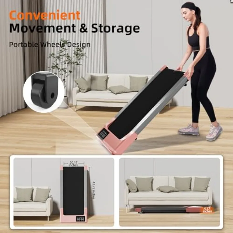 Walking Pad Under Desk Treadmill for Office and Home Use 3 in 1 Portable Walking Machine with Remote Control and LED Display Qu