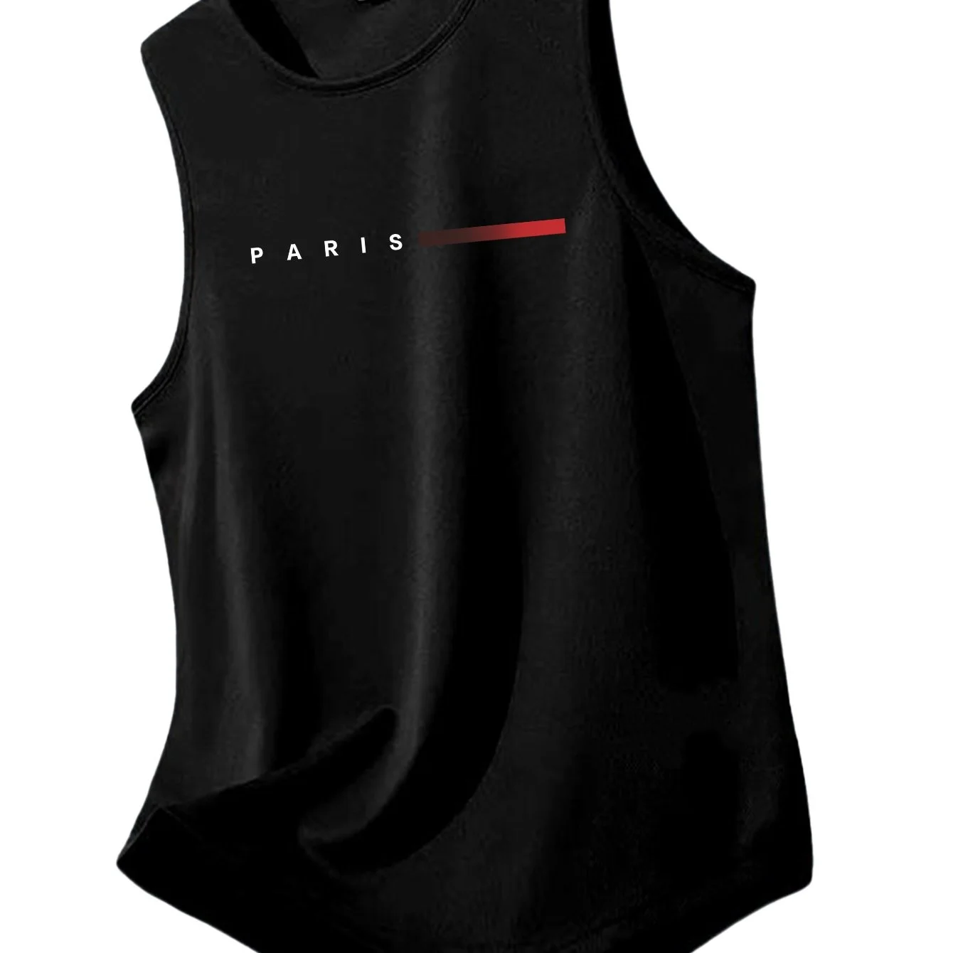 

3D Parisian Letters Printed Men's Vest Leisure Fashion Breathable O-Neck Man Tank Tops Daily Sports Fitness Sleeveless T-shirt