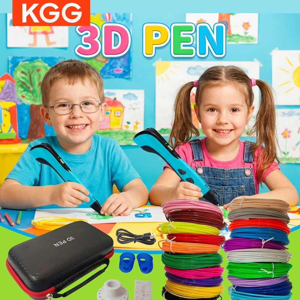 

Улучшенный набор 3D-ручек для детей с LED-экраном, 3D-ручка для 3D-печати с 100 м PLA-филамента, дорожный футляр, подарок на Рождество и День рождения для детей