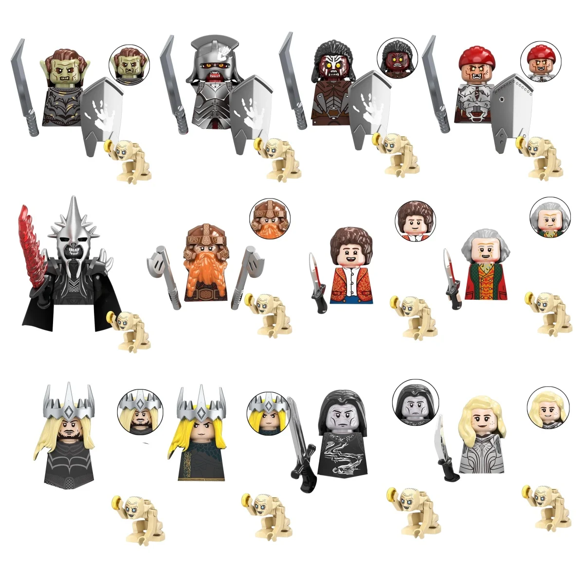 WM6411 Set de Mini Figuras de Acción de Los Caballeros del Señor de los Anillos: Azog, Goblin, Sauron, Aragorn, Saruman, Frodo, Bilbo, Gandalf, Regalos para Niños