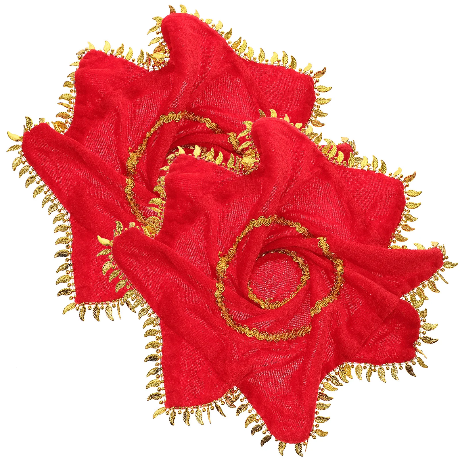 

2 Pcs Swivel Handkerchief Chinese Style Dance Towel Prom Prop Red Clothing Accessories Yangko Performance Octagonal