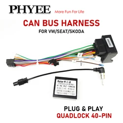 Adattatore per cablaggio Quadlock Decodificatore CAN Bus Connettore a 16 pin Cavo di cablaggio per autoradio per VW Golf Jetta Polo Leon Fabia Octavia