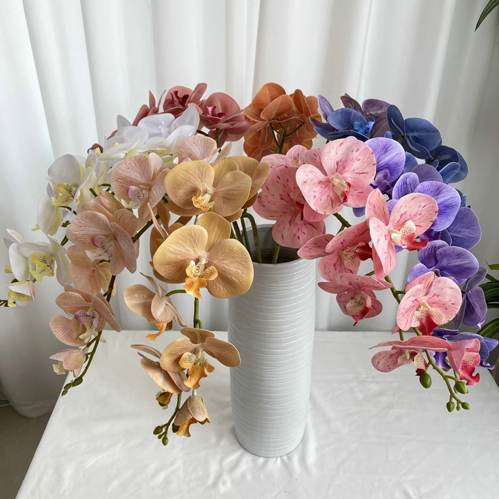인공 가짜 실크 꽃 9 머리 DIY 호접란 나비 난초 홈 장식 룸 장식 미술 DIY 장식품