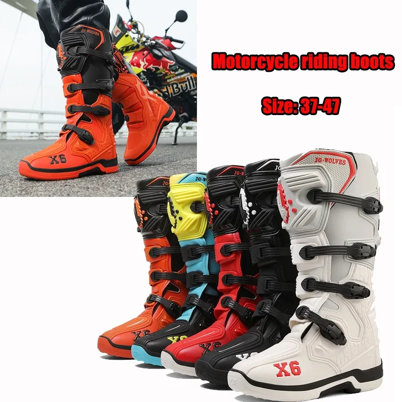 

Motorcycle Boot Men Riding Mid-Calf Ankle Protective Shoes Women Moto Motorbike Equipment Racing Long Motorcycle Boots Men