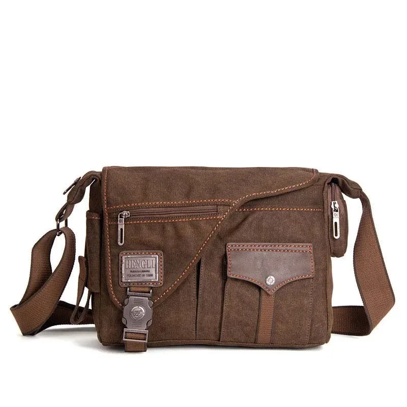 Men Canvas Multifunction Crossbody Bag Retro Handbags Travel Wear Resistance Shoulder Messenger Bags Leisure Package bolsa