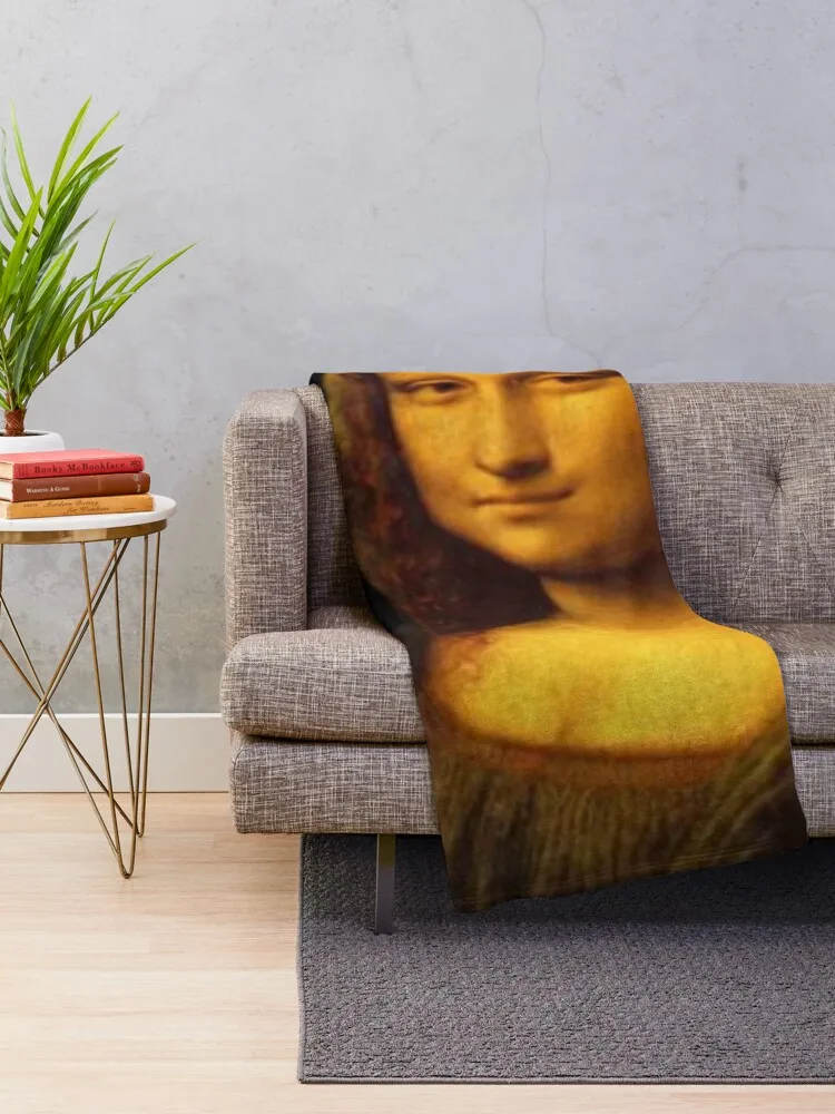 Mona Lisa Funny Painting Middle Finger Sticker Throw Blanket halloween Comforter Luxury Thicken Blankets