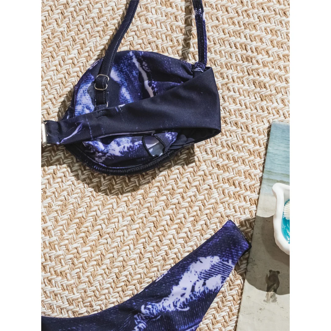 Sexy Denim-Blau, Bikini mit Bügel, Damen-Badeanzug, zweiteiliges Bikini-Set, brasilianischer Badeanzug, Badebekleidung, Modell V8019. – Detail 9