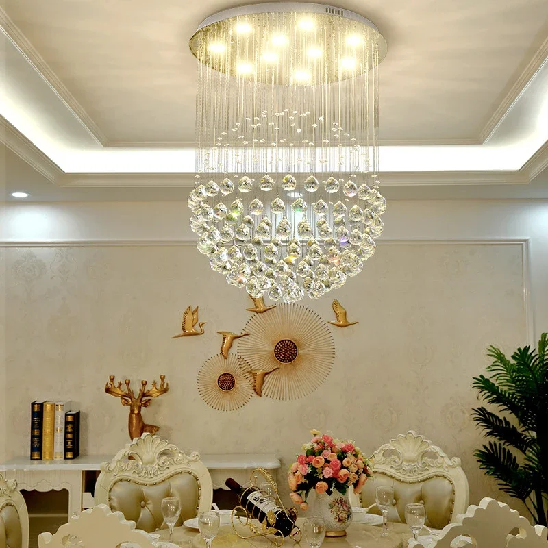 Imagem -04 - Rodada Led Teto Lustre com Bola de Cristal Lâmpada Pingente para Sala de Estar e Jantar Brilho para Quarto Decoração de Casa Luminária k9