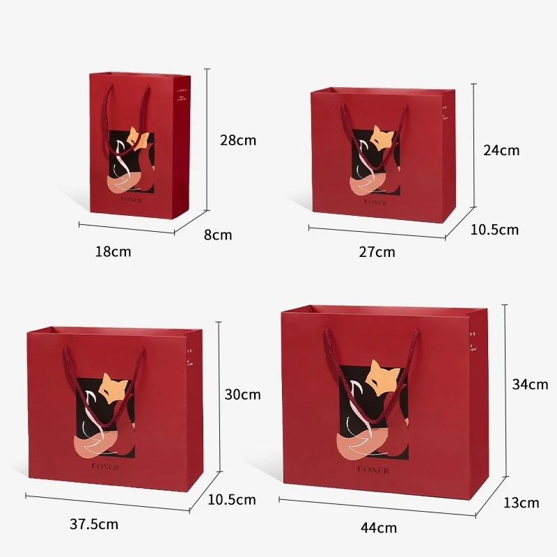 FOXER Brand Red Gift Bag Gift Paper Bag