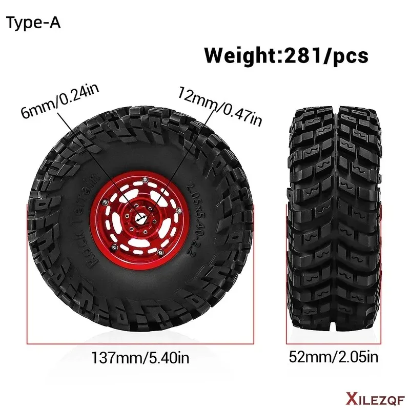 2.2 inch 115-137mm Metal RC Crawler Beadlock Wheels and Rims for 1/8 TRX4 SCX10 H8H CROSS YK MJX AXIAL AXP8 Upgrade Parts