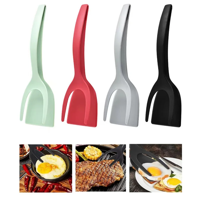 2 in 1Nylon Grip Tongs beef steak spatula frying spatula food tongs toasted bread fried egg clip flipping spatula Kitchen tools