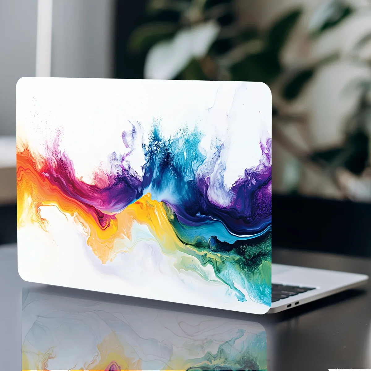 

2-Piece Ink Splash Rainbow Laptop Art Decal Case, Universal Netbook Skin Sticker Non-Repeatable Make Tian's Laptop Skin