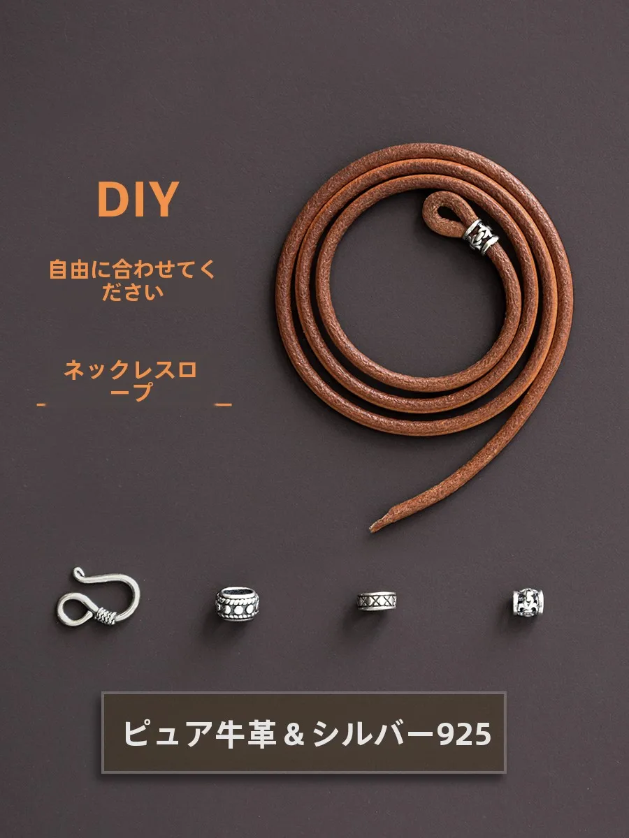 diy-self-designed-leather-rope-necklace-925-silver-vintage-gold-embedded-tangka-buddha-amulet-high-end-pendant-hanging-cord