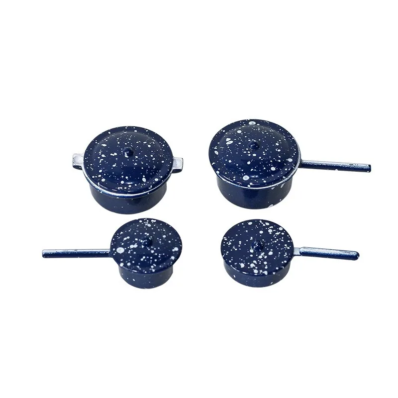 4 قطعة 1: 12 مشهد لعب الطعام المصغر لعبة نموذج دمية اكسسوارات صغيرة الأزرق بقعة وعاء الديكور #5