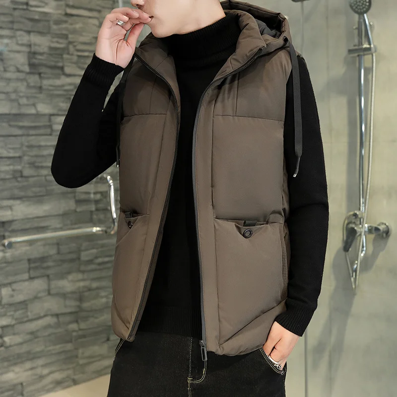 

new arrived Brand Casual Waistcoat Hooded Down Jacket vest Mens Thicken Cotton Vest Winter Coat Men Warm Sleeveless 2024