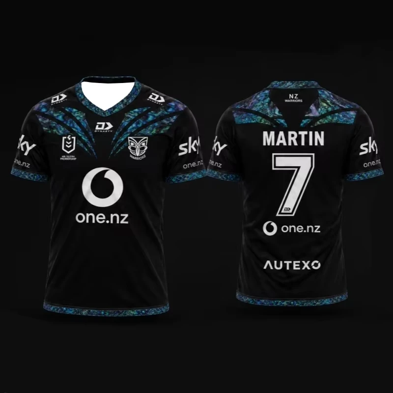Unisex Aotearoa NZ Warriors Martin 7 Paua Shell Iridescent Tribal Print Rugby Jersey Oversized Family Matching Merch Shirts