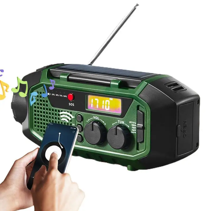 

Hand Crank Radio Outside Solar Charging Survival Radio Teens Elderly Entertainment Tool With Wireless Speaker For Camping Home