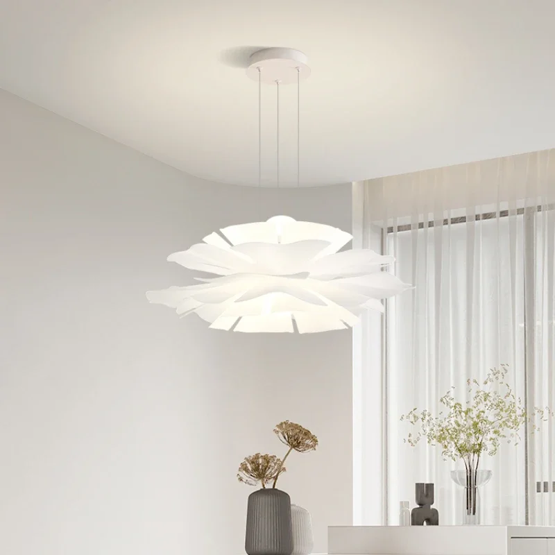 Nordic Chandeliers Cream Wind Loft Living Room LED Acrylic Pendant Lamps Home Decor Ceiling Design Lotus Shape Lighting Fixtures