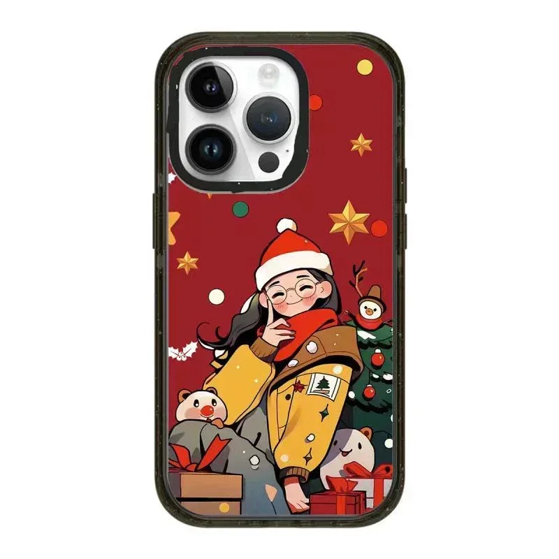 Acrylic Christmas Street Boy Girl Lovers Couple's Phone Case Cover for iPhone 11 12 13 14 15 Pro Max Case for iPhone 15 ProMax